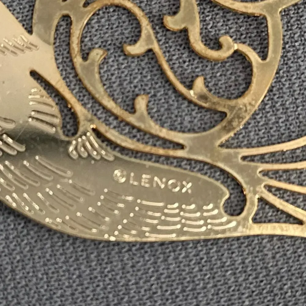 Lenox Across The Miles Christmas Ornament Gold Dove Red Heart Porcelain Tag Box